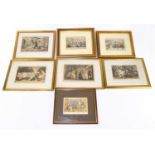 A collection of seven 19th century and later engravings including an example after Rowlandson, Dr