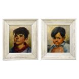 † BRANDSMA; a pair of oils on canvas, portrait of boys, signed, 29 x 23cm, each framed (2).