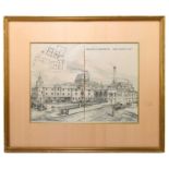 LOCAL INTEREST; a photo-lithograph print of the Inskipp & Mackenzie Brewery at Warrington with