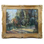 † THEODORE CHARLES BASIL HITCHCOCK (1892-1953); oil on board, 'Road near Maldon', signed lower