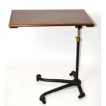 CARTERS; a Victorian mahogany and cast iron patent reading table, with adjustable top, height 175cm,