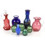 A collection of Victorian and later glassware to include four Victorian dump weights, each with