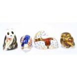 ROYAL CROWN DERBY; four animal form paperweights to include ‘Anthena Owl’, limited edition 750, ‘