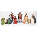 ROYAL DOULTON; Henry VIII and his six wives, comprising HN3458 ‘Henry VIII’ numbered 1361, HN3233 '