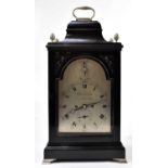 STEADMAN & VARDON, NEW BOND STREET; a George III ebonised bracket clock with four silvered metal