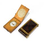 REUGE; a vintage lacquered gilt metal novelty compact / cigarette care and lipstick modelled as a