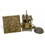 JOSEPH GREEN GRAYES ESSEX; an 18th century and later brass lantern type clock, with movement