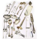 A small of assortment of Victorian and later silver plated flatware and oddments, to include a