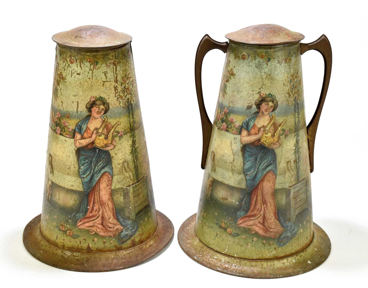 VICTORY V; a pair of original advertising sweet tins in the Art Nouveau style, each of tapering