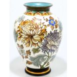ROYAL GOUDA; a faïence vase decorated with crysanthemums, painted marks and shape number 2627,