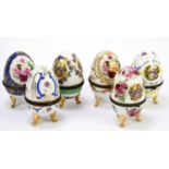 LIMOGES; six modern and decorative trinket boxes in the form of eggs, height 10cm.