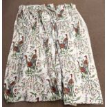 A pair of lined and interlined Country House curtains, decorated with birds and foliage, drop approx