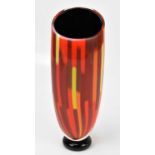 SEGUSO VIRO; an Italian mottled glass vase on black glass circular base, etched mark to underside,