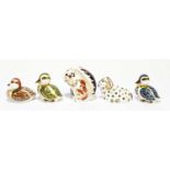 ROYAL CROWN DERBY; five animal form paperweights, to include ‘Bakewell Duckling’ exclusive to