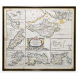 ROBERT MORDEN; a hand coloured engraved map of The smaller Islands in the British Ocean, 38.5cm x