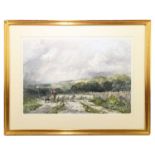 JAMES PRICE (1842-1876); watercolour, shepherd and his flock, signed lower right, 54 x 38cm,