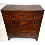 A 19th century mahogany chest of four long drawers, width 98cm.