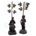 A pair of reproduction bronze effect figural table lamps, height 56cm (2).Condition Report: These