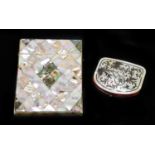 A Victorian mother of pearl card case of rectangular form, 10.5 x 8cm, together with a mother of