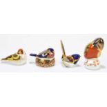 ROYAL CROWN DERBY; four animal form paperweights modelled as birds to include ‘Bull Finch