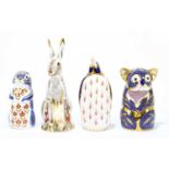 ROYAL CROWN DERBY; four animal form paperweights to include ‘Midsummer Hare’, ‘Koala Bear’, ‘