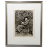 C. MURRAY AFTER HELEN ALLINGHAM; black and white engraving, Carlyle in his Garden, signed and