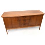 VANSON; a mid-century teak sideboard, with three central drawers flanked by a pair of doors, width