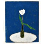 † JACOB SUTTON; oil on canvas, still life flower in vase, unsigned, 76 x 92cm, unframed.