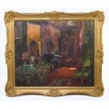 † THEODORE CHARLES BASIL HITCHCOCK (1892-1953); oil on board, 'The Tapestry Room', signed lower