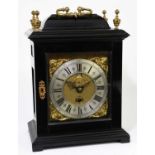 JASPER TAYLOR, GRAYS INN; a 17th century ebonised bracket clock with cast brass loop handle and four