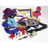 Assorted Masonic regalia to include medals, medallions, also a Scottish kilt brooch, etc.