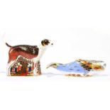 ROYAL CROWN DERBY; two animal form paperweights comprising ‘Fox Hound’ and ‘Oceanic Whale’ (2).