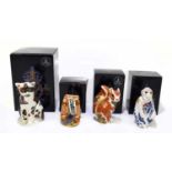 ROYAL CROWN DERBY; four animal form paperweights, to include ‘A Mother Cat’ ‘Macaque’, ‘Woodland