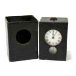 A 19th century leather cased travelling carriage clock, the enamelled dial set with Roman numerals