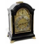FRANCIS HOLLAND; a George III ebonised eight day twin fusee bracket clock, the brass dial with