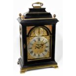 THOMAS CHAPPELL, LONDON; a George III ebonised bracket clock with four gilt acorn finials above