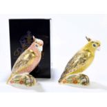 ROYAL CROWN DERBY; two animal form paperweights comprising ‘Citron Cockatoo’, signed in gilt and