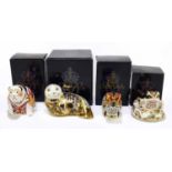 ROYAL CROWN DERBY; four animal form paperweights, to include ‘The British Bulldog’, ‘Harbour Seal’