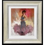 † MARK SPAIN; oil on canvas, 'Dancing Blue Dress', signed lower right, 49 x 59cm, framed.Condition