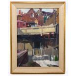 † THEODORE CHARLES BASIL HITCHCOCK (1892-1953); unsigned oil on board, a canal lock, 24 x 34cm,