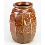 † RICHARD BATTERHAM (1936-2021); a cut sided salt glazed lily jar, height 20.5cm. Condition