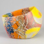 CAROLYN GENDERS (born 1957); 'Orange and Red, Blue Net Envelope Form', a white earthenware vessel