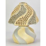 † BERNARD ROOKE (born 1938); a stoneware lamp base and interlocking perforated shade, incised BR