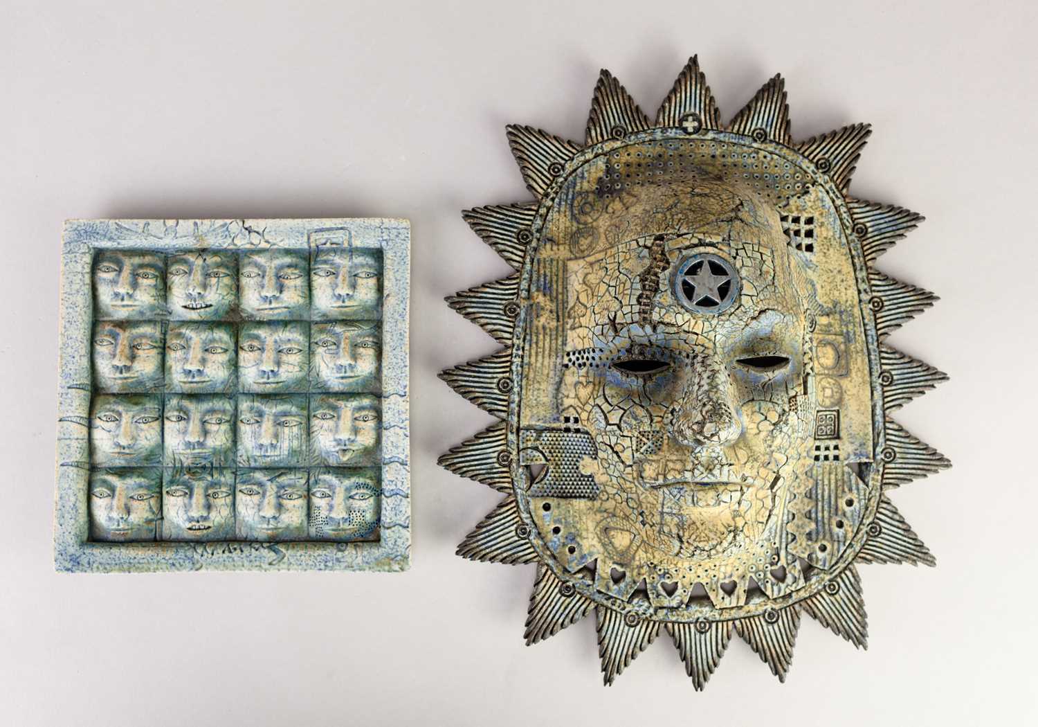 † ALASDAIR NEIL MACDONELL (born 1947); a stoneware face mask/wall hanging, impressed ANM mark, - Image 2 of 4