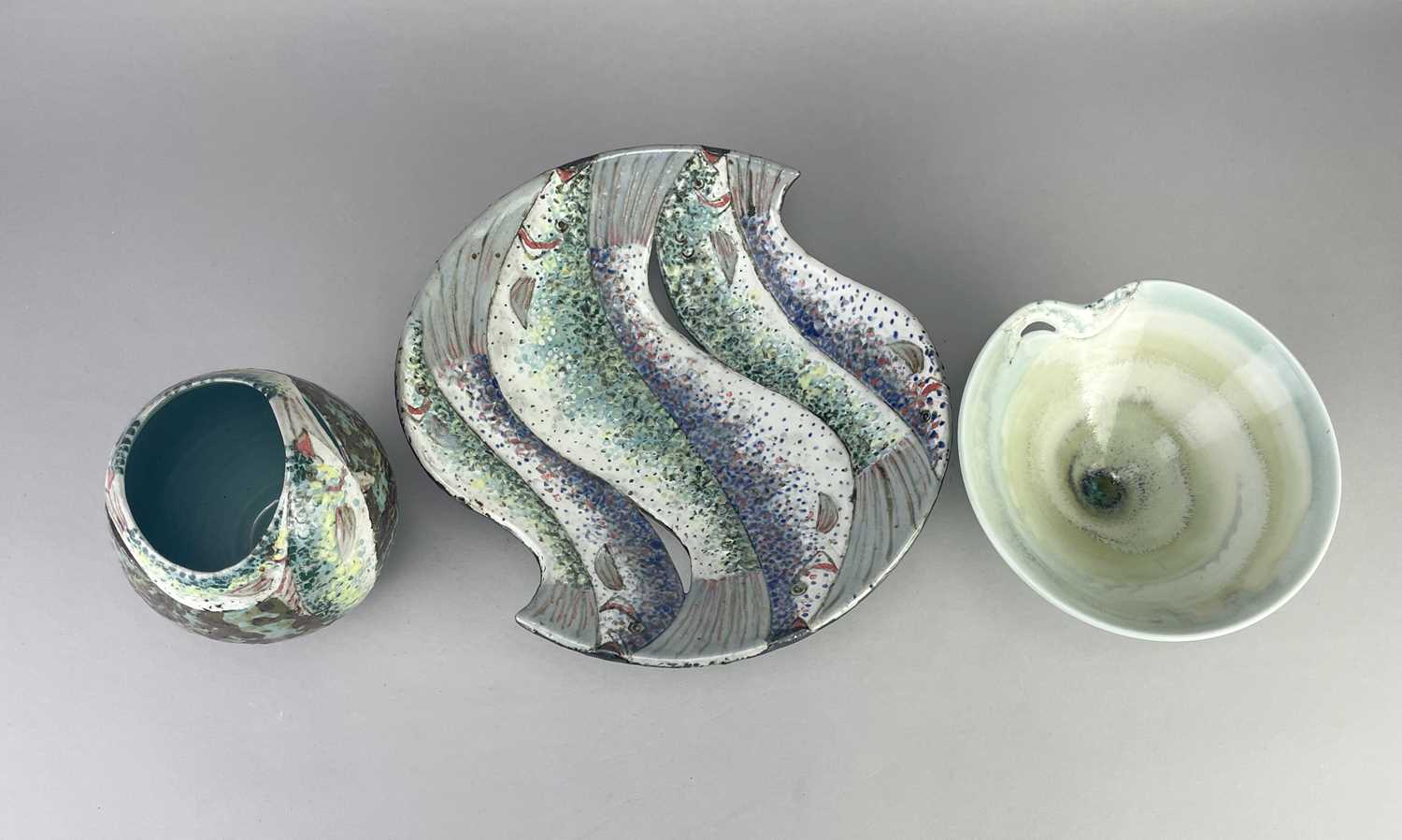 † ROGER COCKRAM (born 1947) for Chittlehampton Pottery; a pierced stoneware bowl with wavy rim - Image 3 of 9