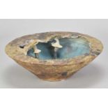 † ROBERT FOURNIER (1915-2008); a stoneware water garden/crater bowl with turquoise glaze interior