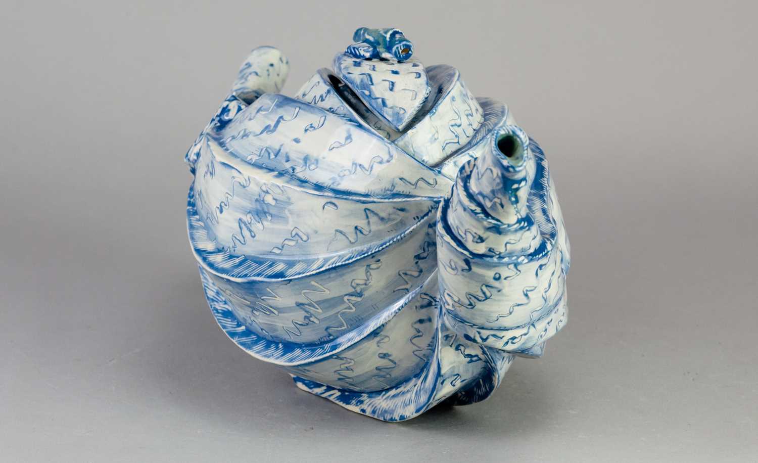 † CAROL McNICOLL (born 1943); an earthenware teapot of eccentric form, incised signature, height - Image 2 of 8