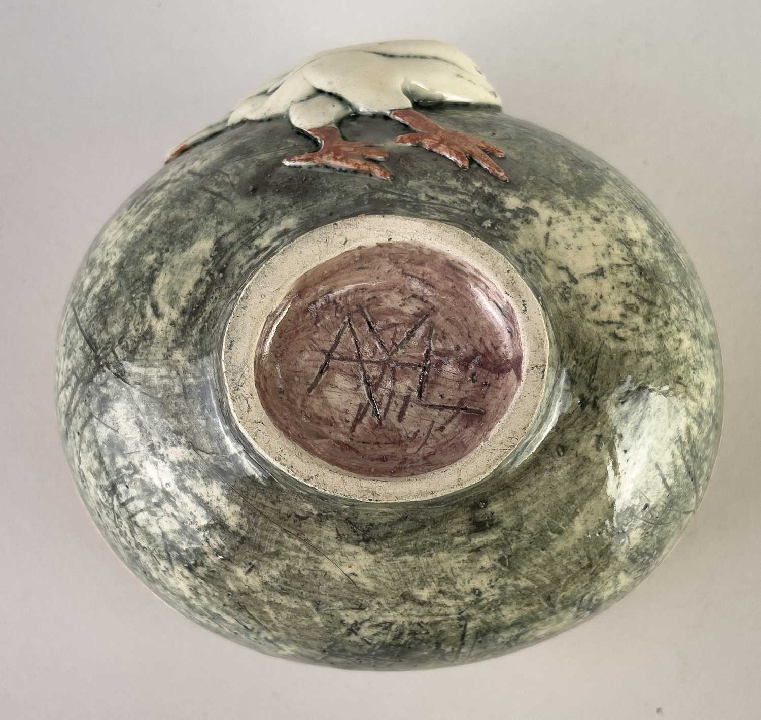 † ANNA LAMBERT (born 1957); an oval earthenware bowl decorated with a sprigged chicken and a small - Image 5 of 8