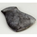 † ANTONIA SALMON (born 1959); a smoke fired and burnished stoneware hand piece with incised