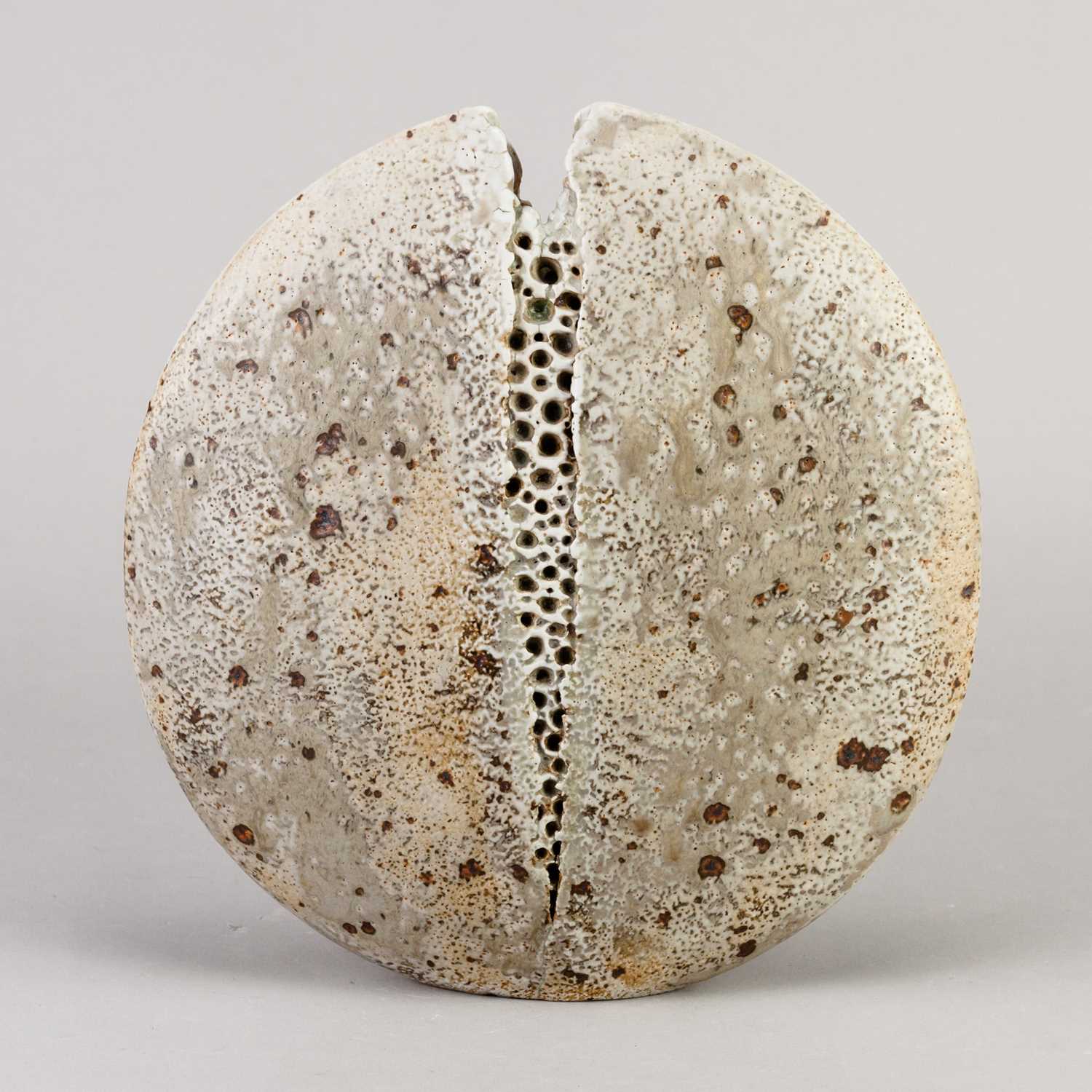 † ALAN WALLWORK (1931-2019); a stoneware split pebble with impressed decoration forming the parting, - Image 2 of 6